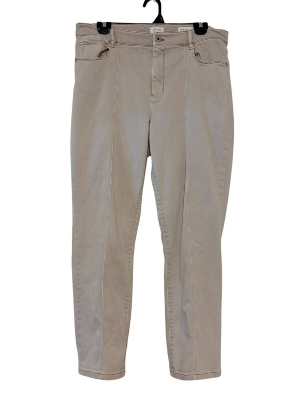 Women's J. Jill Beige Wash Denim High Rise Slim Fit Ankle Jeans Size 12